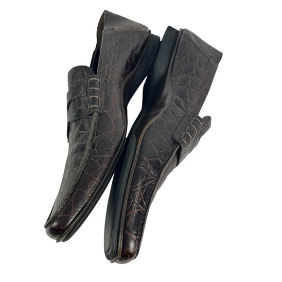 PRADA Dark Brown Croc Embossed Calfskin Men's Loafers Made in Italy 9UK - 10US - Picture 10 of 13